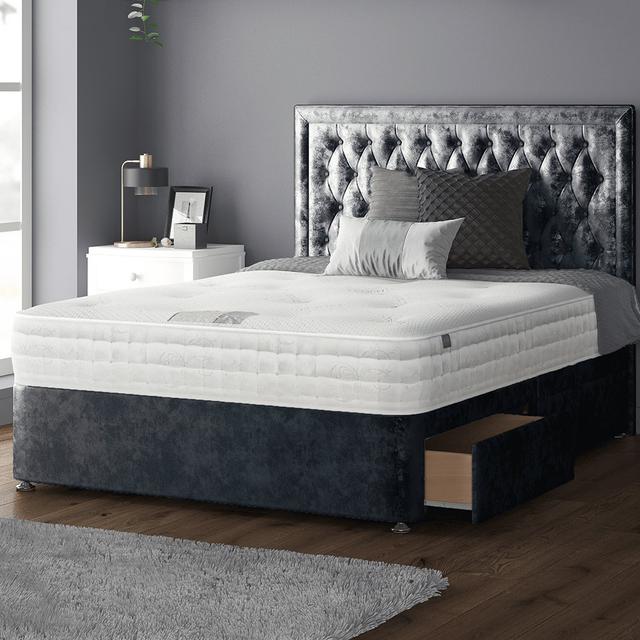 Gallego Divan Bed Base Mercer41 Colour: Denim, Size: Small Double (4'), Storage Type: 4 Drawers on Productcaster.