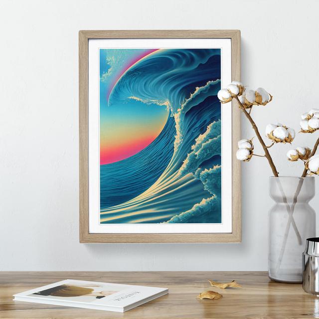 Sunset Ocean Wave No.6 House of Hampton Size: 34cm H x 25cm W x 2cm D, Frame Colour: Oak Framed on Productcaster.