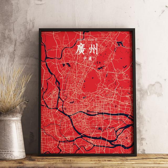 CT Guangzhou City Map - No Frame Print East Urban Home Size: 43.2cm H x 27.9cm W x 0.13cm D on Productcaster.