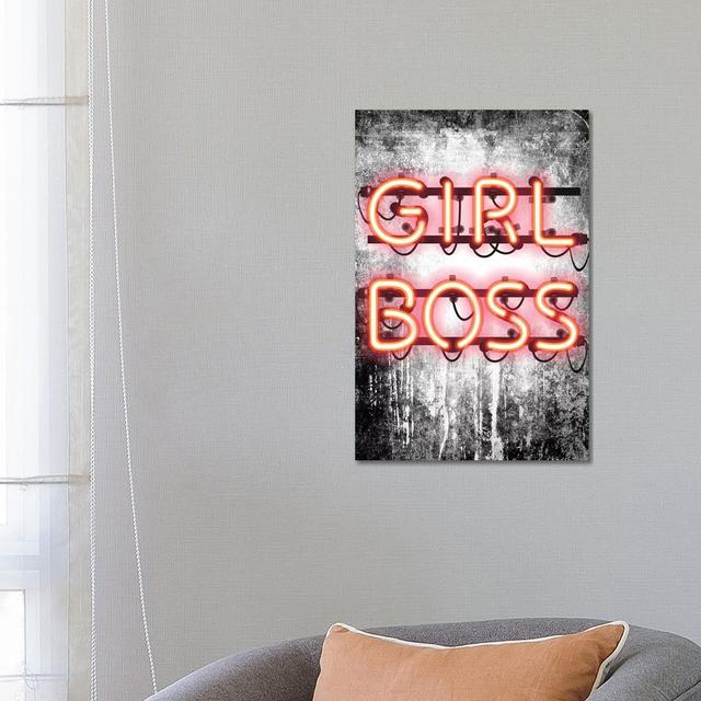 Girl Boss Neon Sign - Print on Canvas Trent Austin Design Frame Option: No Frame, Size: 66.04cm H x 45.72cm W x 1.91cm D on Productcaster.