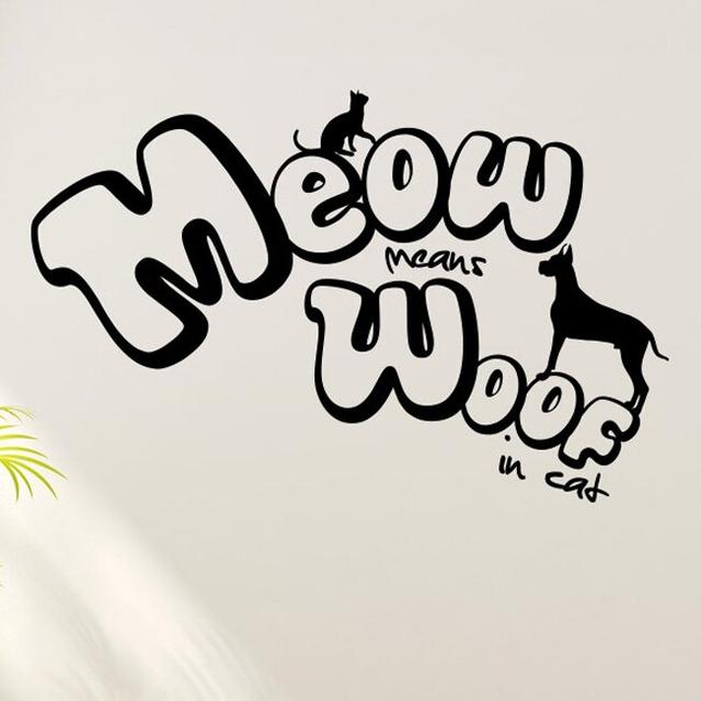 Meow Meow Wall Sticker East Urban Home Colour: Black, Size: Large on Productcaster.