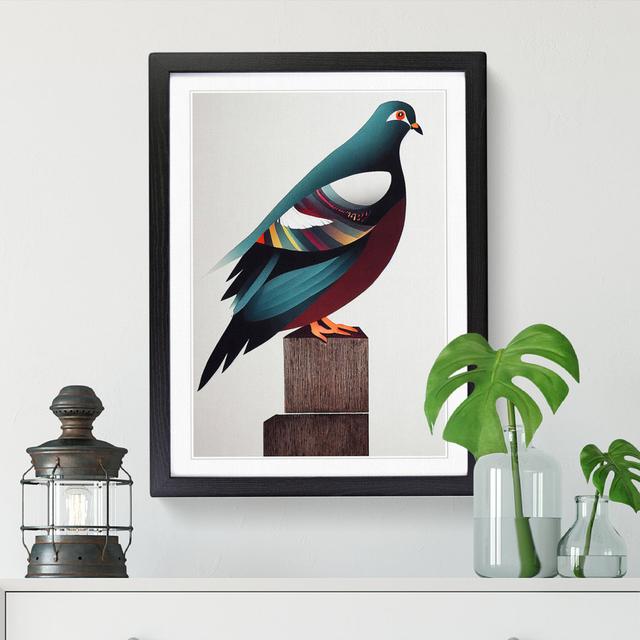 FRM-V0523-1839X Pigeon Modern - Picture Frame Graphic Art Marlow Home Co. Frame Option: Walnut, Size: 64cm H x 46cm W x 2cm D on Productcaster.