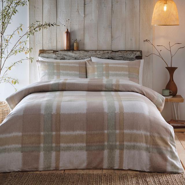 Verbier Cotton Chequered Duvet Cover Set with Pillowcases AppleTree Colour: Natural, Size: Single Duvet Cover + 1 Standard Pillowcase on Productcaster.