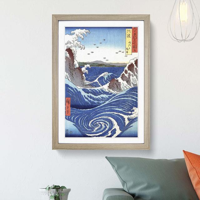 The Naruto Whirlpools by Utagawa Hiroshige - Picture Frame Painting Print on MDF East Urban Home Frame Option: Oak Framed, Size: 36cm H x 27cm W x 2cm on Productcaster.