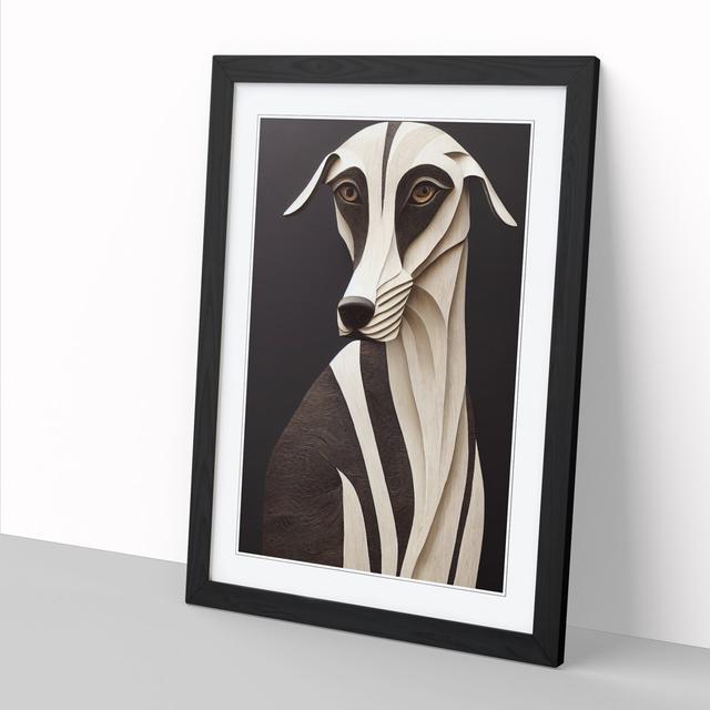 Greyhound Wood Carving - Picture Frame Graphic Art Big Box Art Size: 46cm H x 34cm W x 2cm D, Frame Colour: Black on Productcaster.