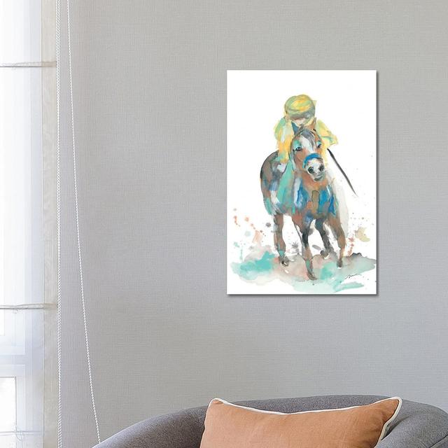 A Jockey And His Horse by Jessica Mingo - Wrapped Canvas Painting ClassicLiving Size: 66.04cm H x 45.72cm W x 1.905cm D on Productcaster.