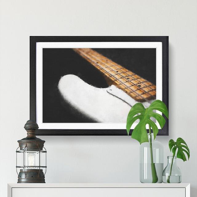 Strings of a White Bass Guitar - Picture Frame Graphic Art Print East Urban Home Size: 33cm H x 45cm W x 2cm D, Format: Black Framed on Productcaster.