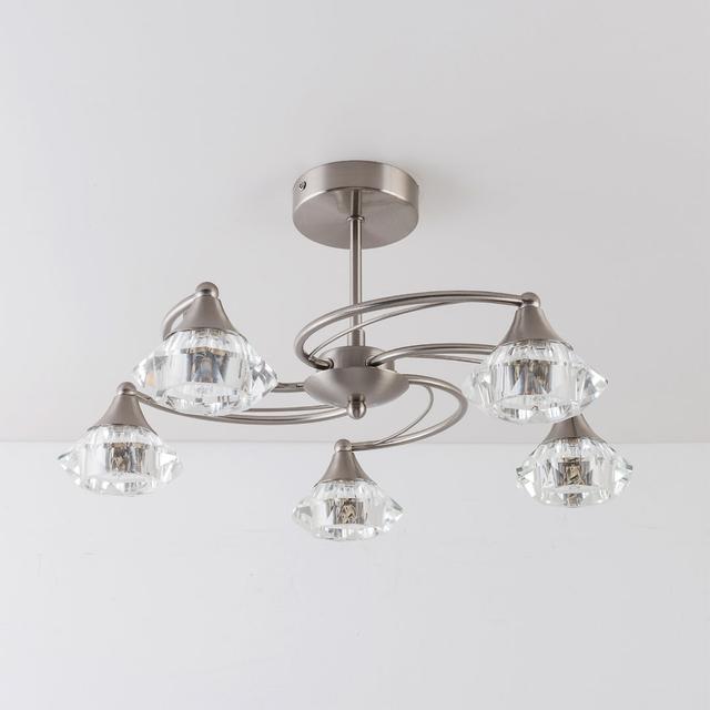 Aldiana 5 -Light 46cm Semi Flush Mount Etta Avenue Fixture Finish: Satin Nickel on Productcaster.