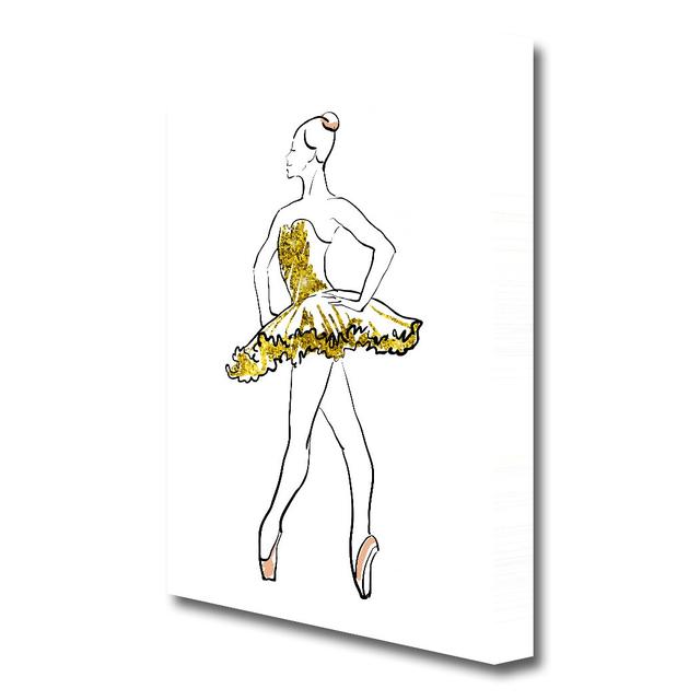 Golden Pink Ballerina 1 Dance - Wrapped Canvas Painting Print East Urban Home Size: 81.3 cm H x 50.8 cm W on Productcaster.