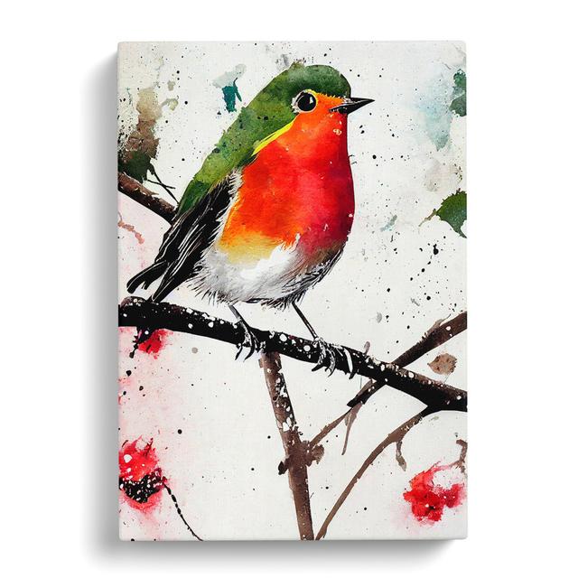 Erandekar Robin Bird Splatter Vol.2 - Wrapped Canvas Graphic Art Marlow Home Co. Size: 60cm H x 40cm W x 3cm D on Productcaster.