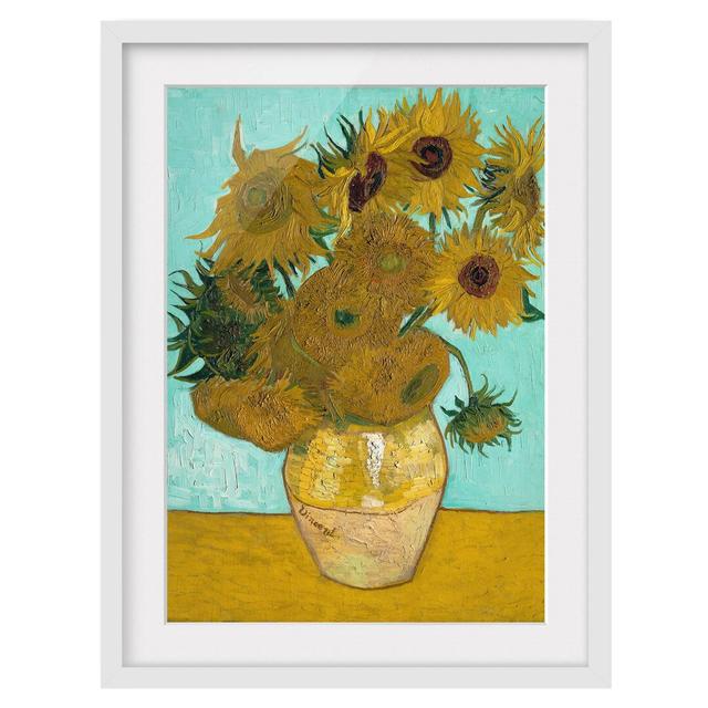 'Vase with Sunflowers' by Vincent van Gogh Framed Painting Print East Urban Home Rahmenoptionen: Mattes Weiß, Size: 100 cm H x 70 cm B on Productcaster.