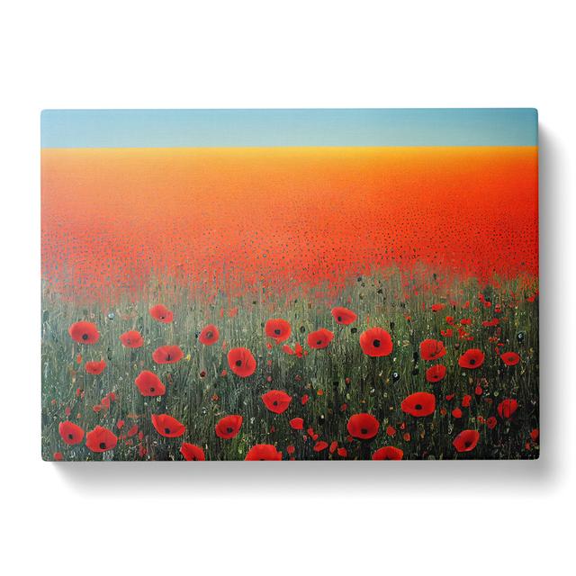 Spellbinding Poppy Field Flowers - Wrapped Canvas Painting ClassicLiving Size: 35cm H x 50cm W x 3cm D on Productcaster.