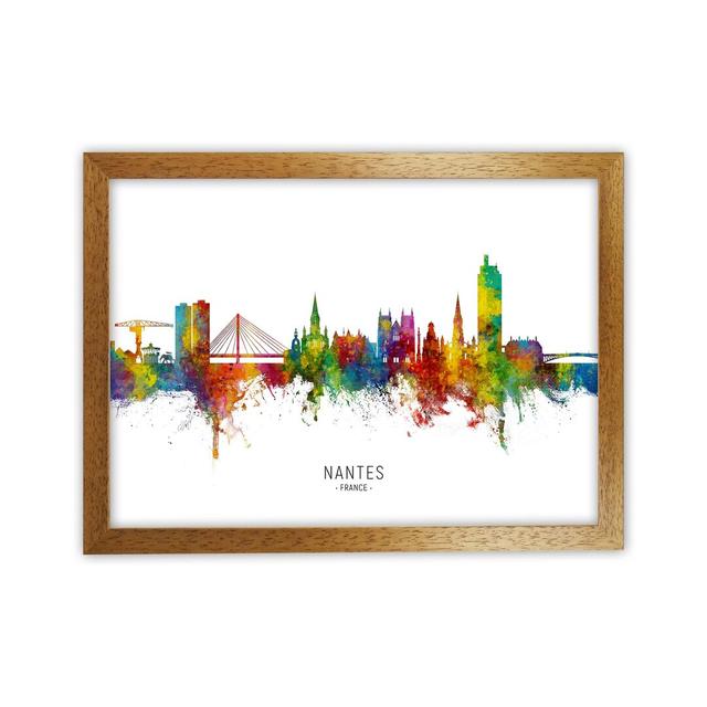 Nantes France Skyline by Michael Tompsett - Graphic Art Ebern Designs Format: Oak Framed, Size: 34cm H x 46cm W x 3cm D on Productcaster.