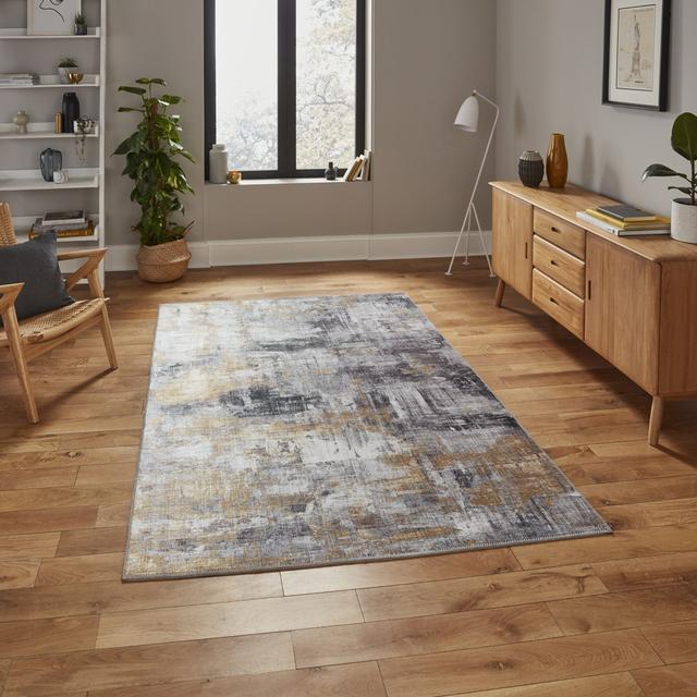 Abdoulaye Machine Woven Grey/Yellow Rug Williston Forge Rug Size: Rectangle 120 x 170cm on Productcaster.