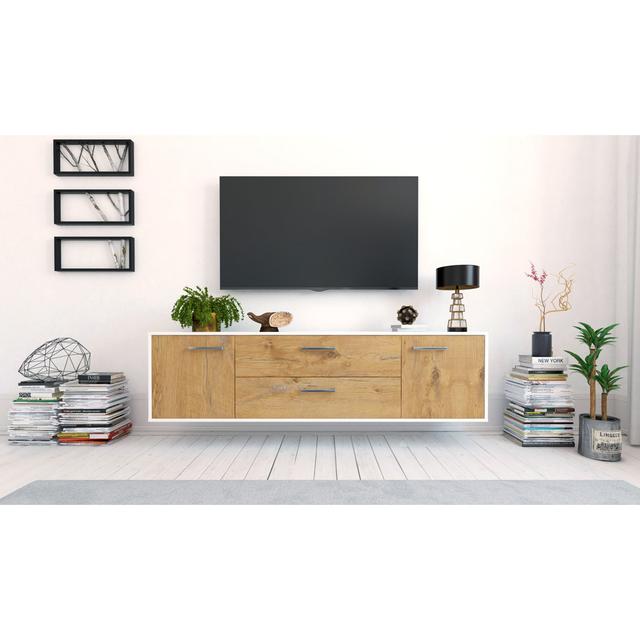 TV-Ständer Azzareya, Farbe: Grau/Weiß, Fliegend/Metallgriffe, Größe: 180x49x35 cm Brayden Studio Farbe: Eiche/Weiß on Productcaster.