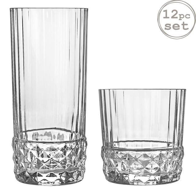 America '20s Glassware Set - 370ml, 490ml- 12pc (Set of 12) Bormioli Rocco on Productcaster.