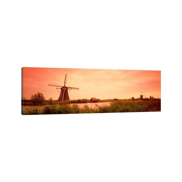 18Th Century Windmill, Kinderdigk, South Holland, Netherlands - Wrapped Canvas Panoramic Photograph Ebern Designs Size: 50.8cm H x 152.4cm W x 3.81cm on Productcaster.