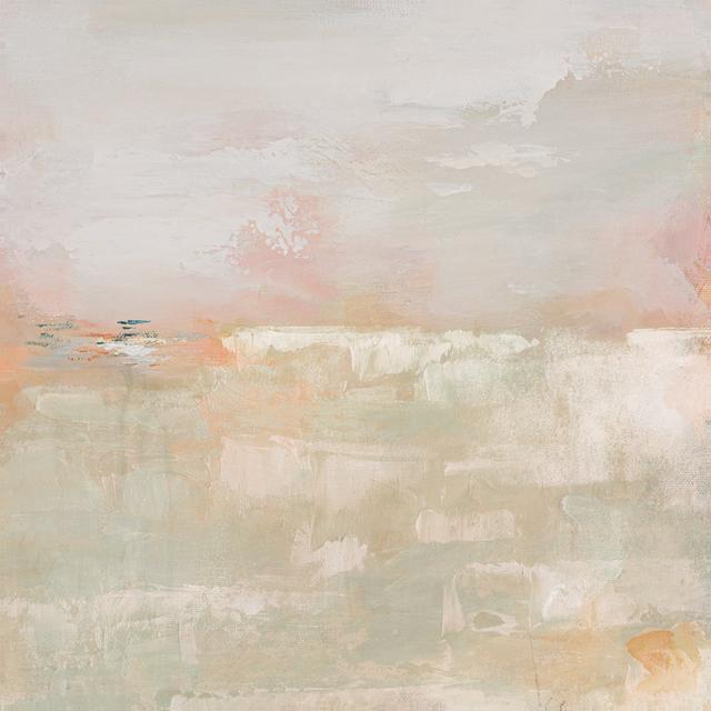 Peach and Sage Abstract Landscape - Wrapped Canvas Art Prints Metro Lane Size: 30cm H x 30cm W on Productcaster.