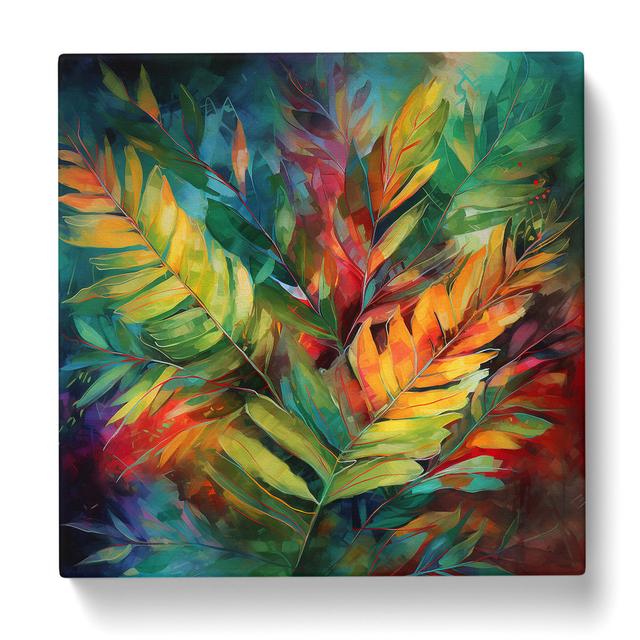 Tropical Leaf Abstract Art Bay Isle Home Size: 50cm H x 50cm W x 3cm D on Productcaster.