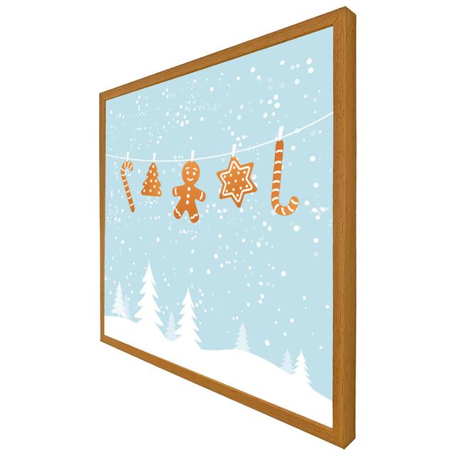 Gibsonton Hanging Ginger Breads - Print The Seasonal Aisle Size: 31cm H x 31cm W x 4cm D, Frame Colour: Oak on Productcaster.