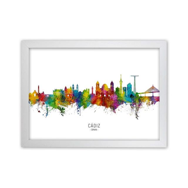 Cadiz Spain Skyline by Michael Tompsett - Graphic Art Print Latitude Run Size: 64cm H x 88cm W x 3cm D, Format: White Framed on Productcaster.