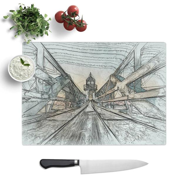 Glass Lighthouse At The Piers End in Abstract Chopping Board East Urban Home Size: 28.5 cm W x 20 cm L on Productcaster.