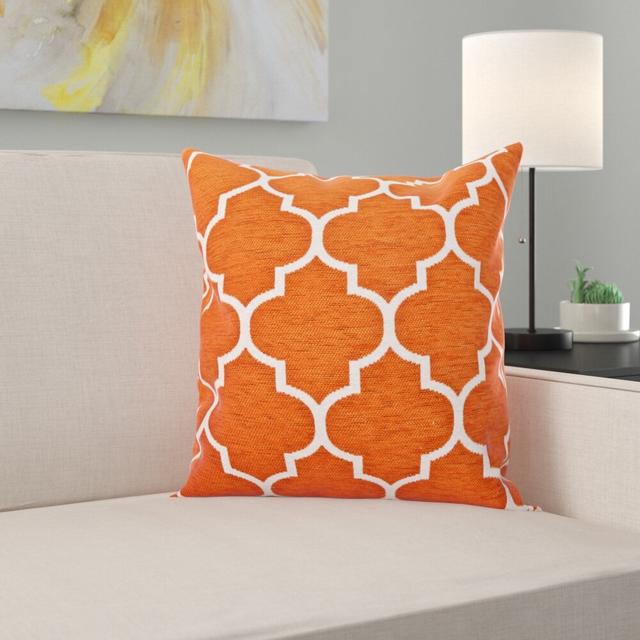 Luisa Geometric 45 Cm Cushion Cover (Set of 4) Etta Avenue Colour: Orange on Productcaster.