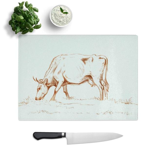 Glass Grazing Cow by Jean Bernard Chopping Board East Urban Home Size: 28.5 cm W x 20 cm L on Productcaster.