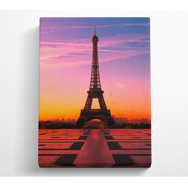 Eiffel Tower Sunset 3 Canvas Watercolour Breakwater Bay Size: 106.6cm H x 66cm W x 10cm D on Productcaster.