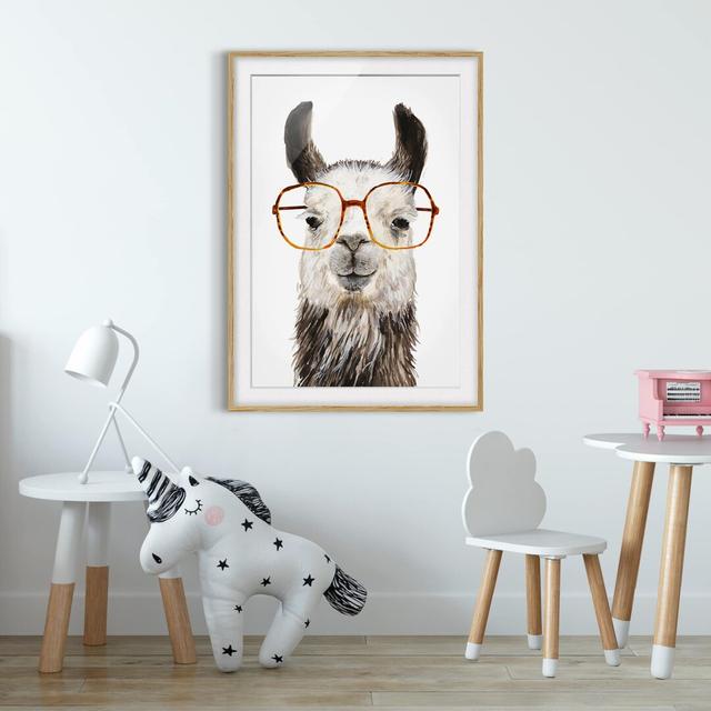 Picture With Frame - Hip Llama With Glasses IV - Portrait 4:3 Maturi Size: 55cm H x 40cm W x 2cm D, Frame Option: Brown on Productcaster.