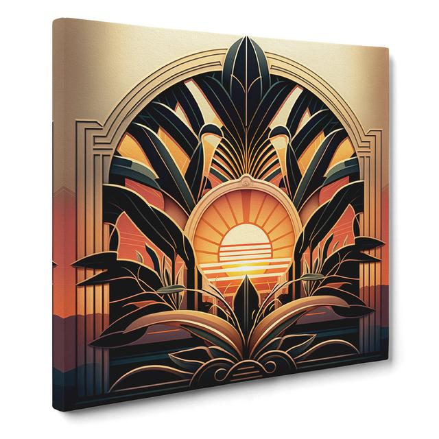 Art Deco Sunset Neo-Traditional - No Frame Print Marlow Home Co. Size: 50cm H x 50cm W x 3cm D on Productcaster.