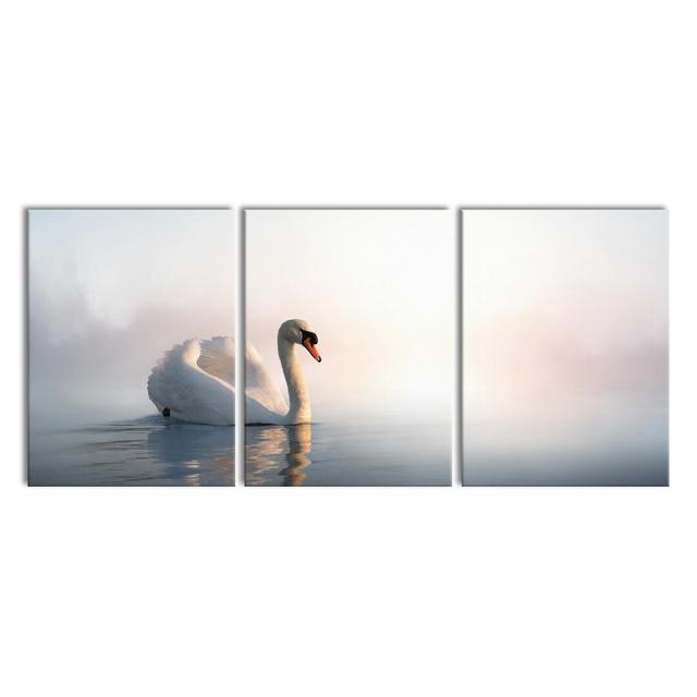 Wonderful White Swan on a Lake Photographic Art Print Multi-Piece Image on Canvas East Urban Home Size: 80cm H x 180cm W on Productcaster.