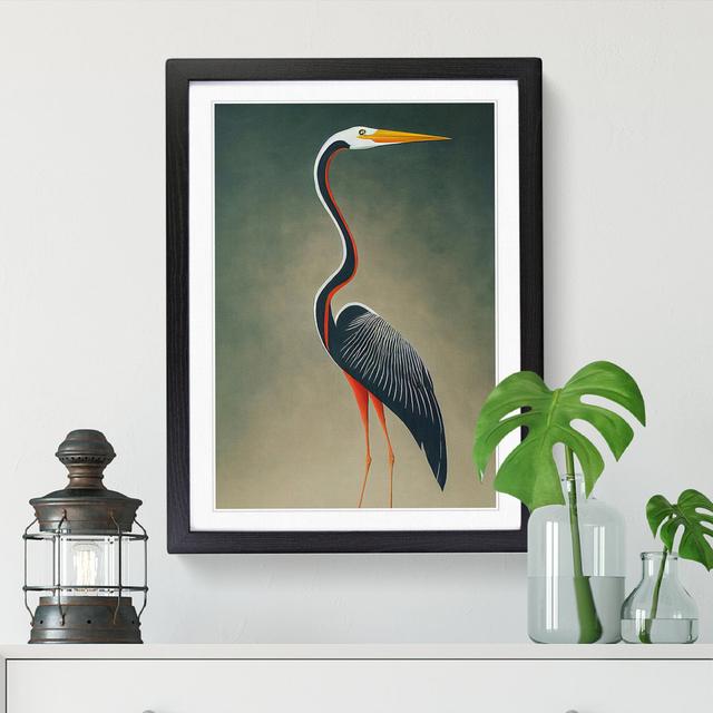 Heron Painting Gestural House of Hampton Frame Option: Black, Size: 34cm H x 25cm W on Productcaster.