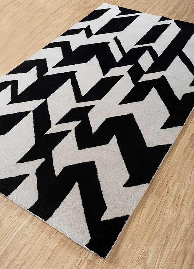 Kylemore Geometric Machine Tufted Rectangular 148 X 235cm Black Area Rug Corrigan Studio on Productcaster.