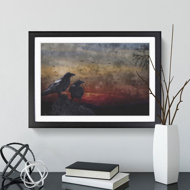 Crows at Sunset - Picture Frame Painting East Urban Home Frame Option: Black Framed, Size: 48cm H x 65cm W x 2cm D on Productcaster.