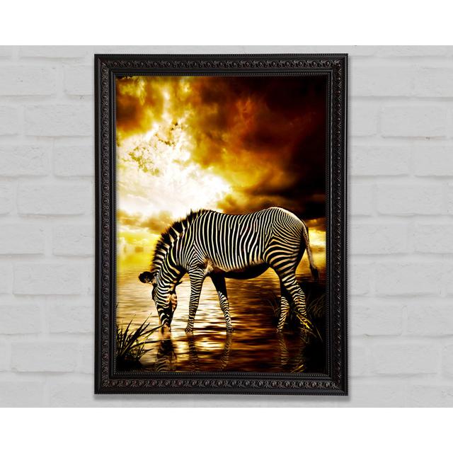 Zebra In The Silveren River Framed Print Bright Star Size: 21cm H x 29.7cm W on Productcaster.