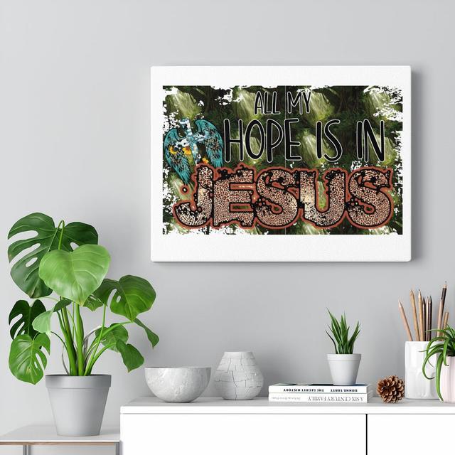 Hope Is in Jesus - Wrapped Canvas Typography Blue Elephant on Productcaster.