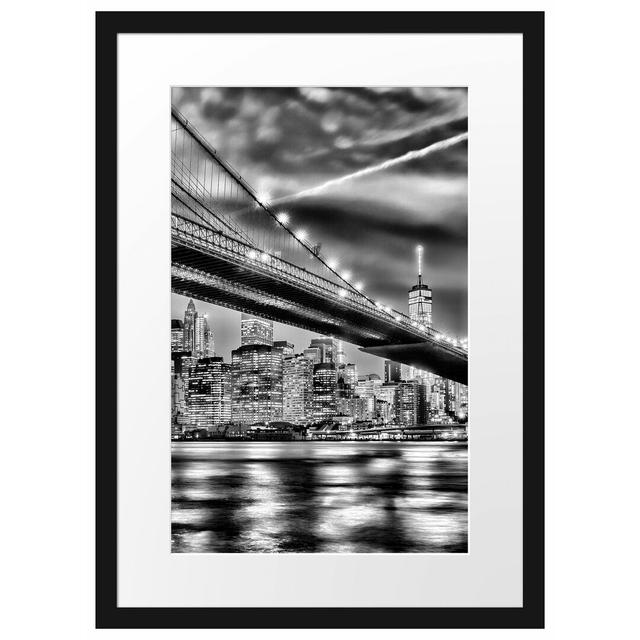 Gerahmtes Poster New York Brooklyn Bridge East Urban Home Größe: 55 cm H x 40 cm B on Productcaster.