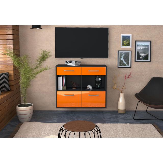 Sideboard mobile, flying/metal handles, size: 92 x 79 x 35cm Latitude Run Colour: Orange/Anthracite on Productcaster.