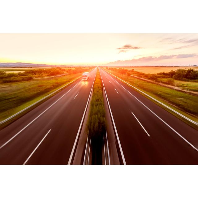 Highway Sunset Landscape by Zozzzzo - Wrapped Canvas Art Prints 17 Stories Size: 51cm H x 76cm W x 3.8cm D on Productcaster.