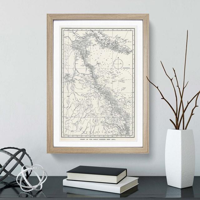 Map Chart of the Great Barrier Reef Area - Picture Frame Drawing Print East Urban Home Size: 36cm H x 27cm W x 2cm D, Frame Option: Oak Framed on Productcaster.