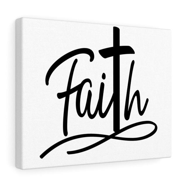 Faith Cross - Wrapped Canvas Typography Blue Elephant Size: 28cm H x 36cm W on Productcaster.