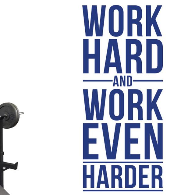 Work Hard And Work Even Harder Wall Sticker Maturi Size: Medium, Colour: Dark Blue on Productcaster.