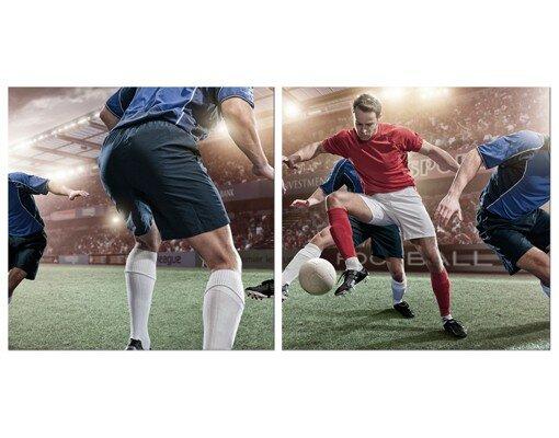 Football Rivals - 2 Piece Wrapped Canvas Graphic Art Print Set East Urban Home Size: 80 L x 40 W, Lap: Inward corner on Productcaster.