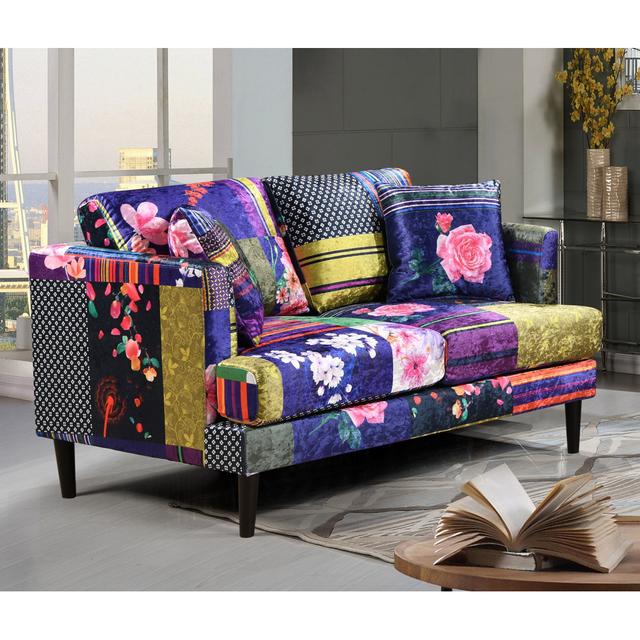 Lorretta 140Cm Velvet Recessed Arm Sofa Marlow Home Co. Upholstery Colour: Multicoloured on Productcaster.