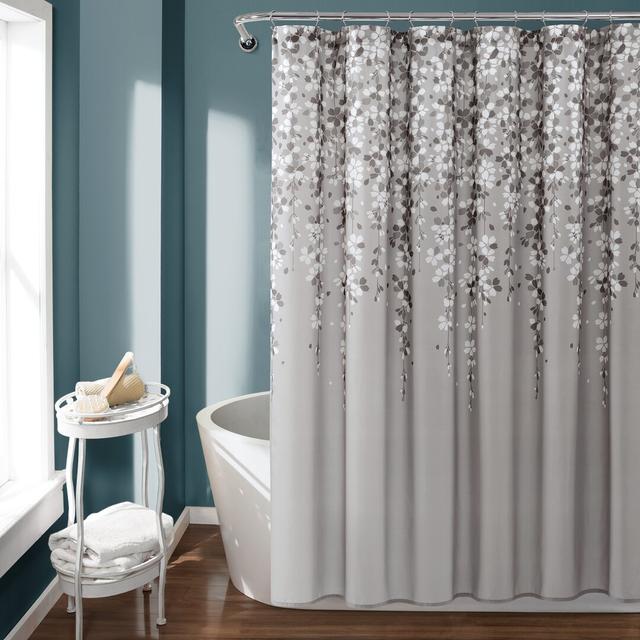 Anatoli Polyester Shower Curtain Blue Elephant Colour: Grey on Productcaster.