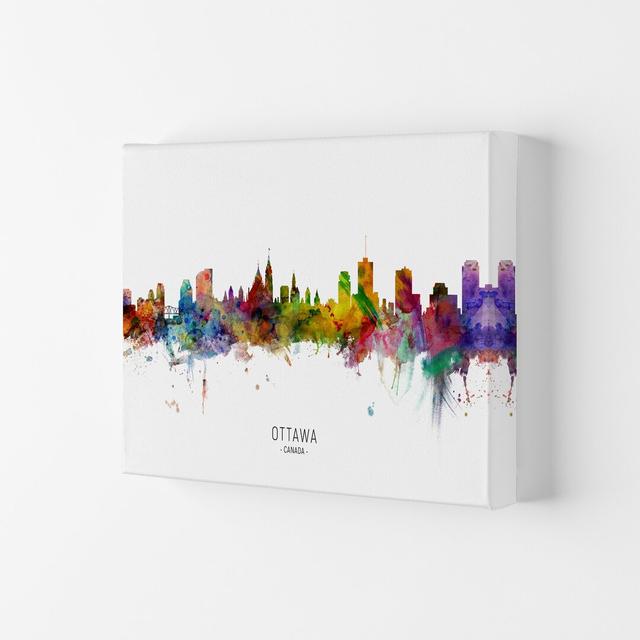 Ottawa Canada Skyline by Michael Tompsett - Graphic Art Print Ebern Designs Format: Wrapped Canvas, Size: 42cm H x 59.4cm W x 4cm D on Productcaster.