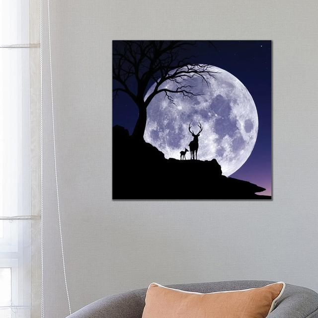 Moon And Gazelle by Abdullah Evindar - Wrapped Canvas Print Alpen Home Size: 66.04cm H x 66.04cm W x 1.91cm D on Productcaster.