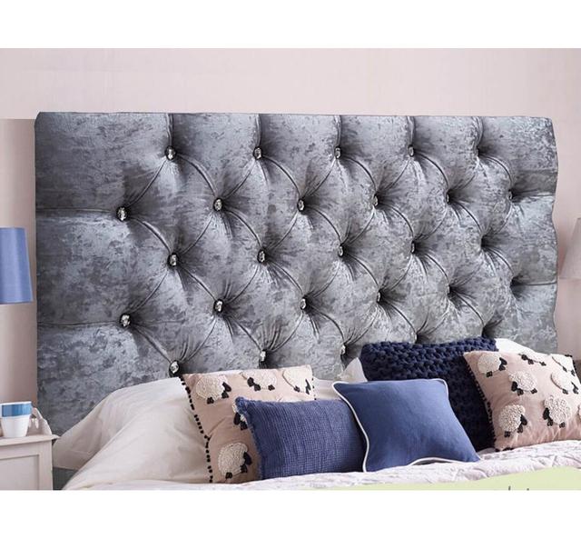 Esters Upholstered Headboard Rosdorf Park Size: Double (4'6), Upholstery: Velvet, Colour: Grey on Productcaster.