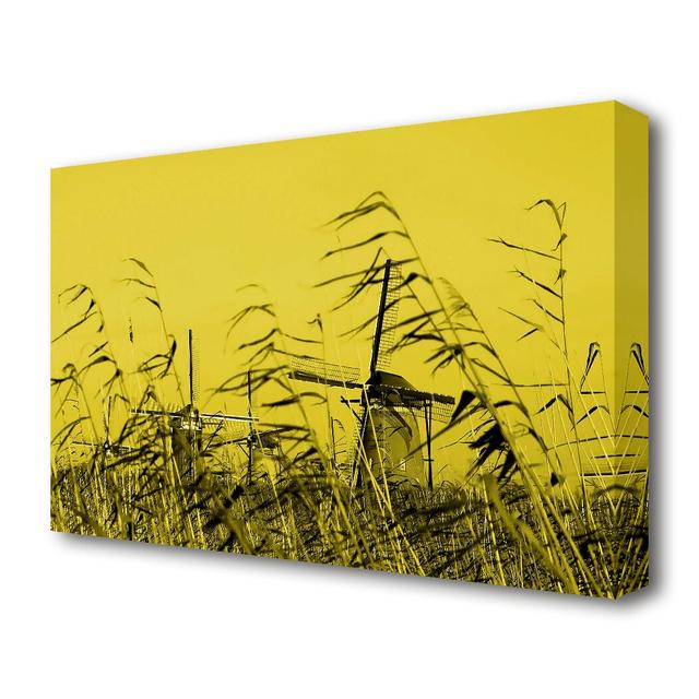 Windmills Flowers Canvas Print Wall Art East Urban Home Size: 101.6 cm H x 142.2 cm W on Productcaster.